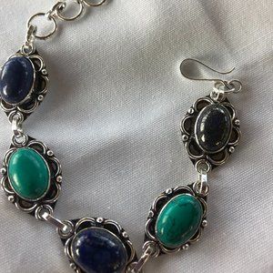 8 1/2 inch sterling silver color stone bracelet